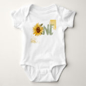 Watercolor zonnebloem eerste verjaardag één romper (Voorkant)