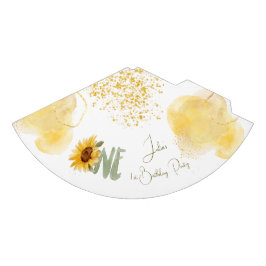 Watercolor zonnebloem eerste verjaardag feesthoedjes