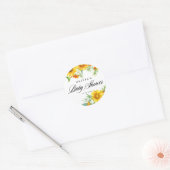 Watercolor Zonnebloem en Duindoorn Baby Shower Ronde Sticker (Envelop)