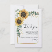 Watercolor Zonnebloem Eucalyptus Bruidsdiner Bedankkaart (Voorkant)