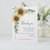 Watercolor Zonnebloem Eucalyptus Bruidsdiner Bedankkaart (Staand voorkant)