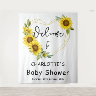 Watercolor Zonnebloem Frame Baby Shower Achtergron Wandkleed