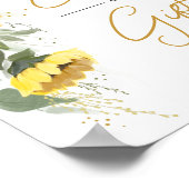 Watercolor Zonnebloem Groen Kaart en Cadeau Poster (Hoek)