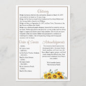 Watercolor Zonnebloem Herdenkingsdienst Funeralie Programmakaart (Achterkant)
