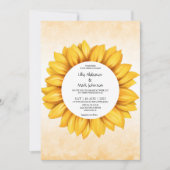 Watercolor Zonnebloem huwelijksuitnodiging Kaart (Voorkant)