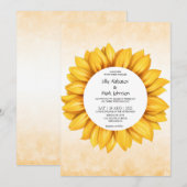 Watercolor Zonnebloem huwelijksuitnodiging Kaart (Voorkant / Achterkant)