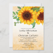 Watercolor Zonnebloem huwelijksuitnodiging Kaart (Voorkant)