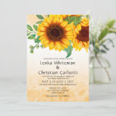Watercolor Zonnebloem huwelijksuitnodiging Kaart (Staand voorkant)