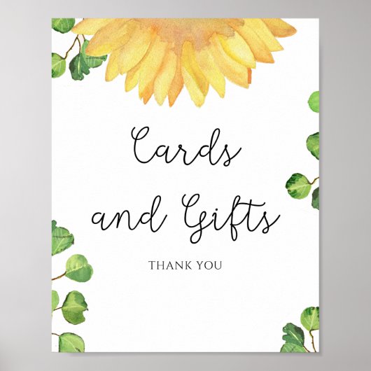 Watercolor zonnebloem Kaarten en Cadeaus Poster (Voorkant)
