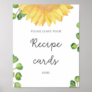 Watercolor zonnebloem laat hier uw receptkaart ach poster
