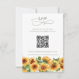 Watercolor Zonnebloem Landelijke Tuin Bloem QR COD RSVP Kaartje