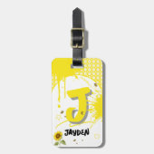 Watercolor Zonnebloem met Vlinders Bagage Label (Voorkant verticaal)