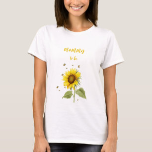Watercolor zonnebloem met vlinders Moeder-to-be T-shirt