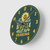 Watercolor Zonnebloem Mijn Favoriete Mensen Oma Ronde Klok (Hoek)