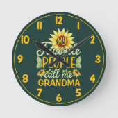 Watercolor Zonnebloem Mijn Favoriete Mensen Oma Ronde Klok (Voorkant)