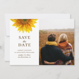 Watercolor zonnebloem. Rustieke bloem botanisch Save The Date