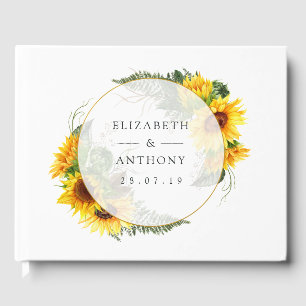 Watercolor Zonnebloem Rustieke Huwelijk Gastenboek