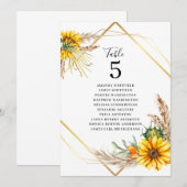 Watercolor Zonnebloem Rustieke Trouwtafel Nummer Kaart (Voorkant / Achterkant)