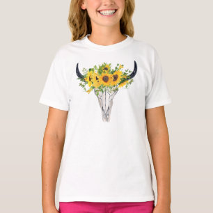 Watercolor Zonnebloem Rustieke Western T-shirt