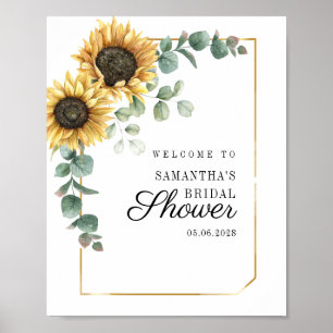 Watercolor Zonnebloem Script Bruiloft Feest Verwel Poster