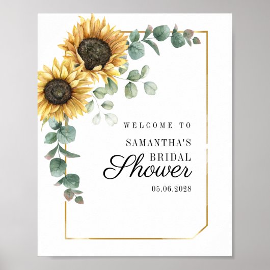Watercolor Zonnebloem Script Bruiloft Feest Verwel Poster (Voorkant)