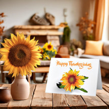 Watercolor zonnebloem Thanksgiving kaart