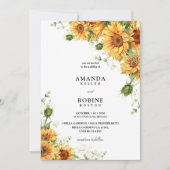 Watercolor Zonnebloem Trouw Uitnodiging (Voorkant)