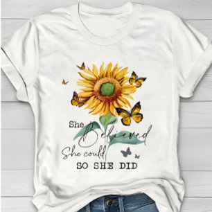 Watercolor Zonnebloem & Vlinder Inspirerend T-shirt
