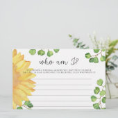 Watercolor zonnebloem Wie ben ik bruidsfeest spel Briefpapier (Staand voorkant)