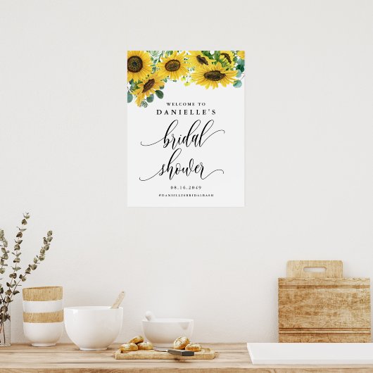 Watercolor Zonnebloem Zomer Bruidsbad Welcome Poster (Keuken)