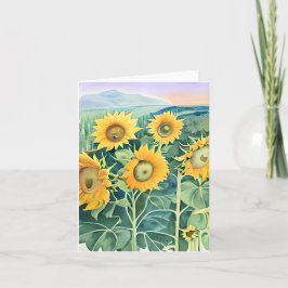 Watercolor zonnebloemen aanpasbaar kaart