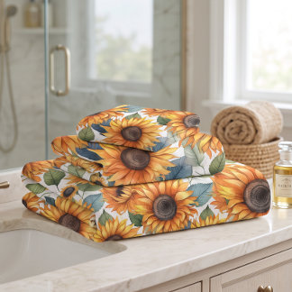 Watercolor Zonnebloemen Bad Handdoek