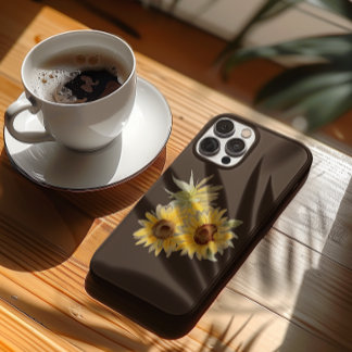 Watercolor Zonnebloemen Bruin Case-Mate iPhone Case
