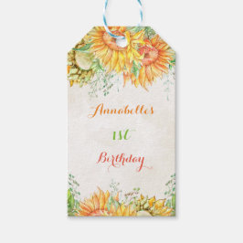 Watercolor Zonnebloemen Cadeau Bedankt Cadeaulabel