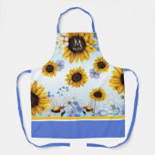 Watercolor Zonnebloemen Custom Monogram Schort (Voorkant)