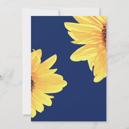 Watercolor Zonnebloemen donkerblauw Minimalistisch Kaart (Achterkant)
