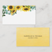 Watercolor Zonnebloemen en Eucalyptus Guirlande Plaatskaartje (Voorkant / Achterkant)