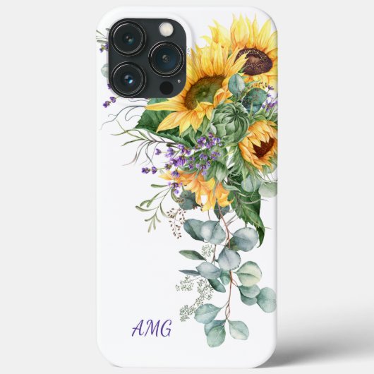 Watercolor Zonnebloemen Eucalyptus Lavendel Bloem Case-Mate iPhone Case (Achterkant)