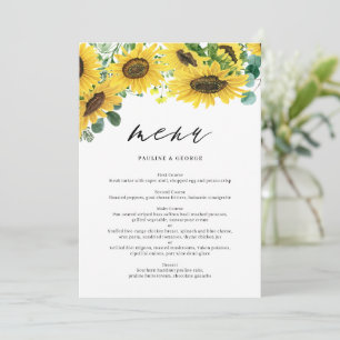 Watercolor Zonnebloemen Eucalyptus Menu Kaart