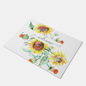 Watercolor zonnebloemen gepersonaliseerd deurmat (Schuin)