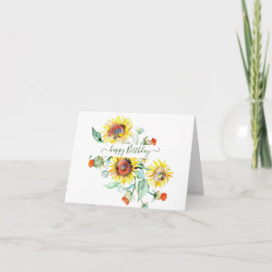 Watercolor zonnebloemen gepersonaliseerd    kaart