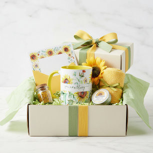 Watercolor zonnebloemen gepersonaliseerd mok