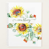 Watercolor zonnebloemen gepersonaliseerd    planner (Voorkant)