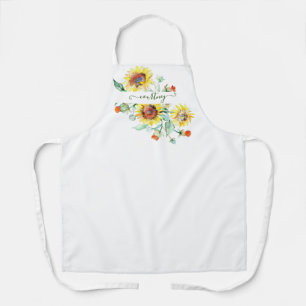 Watercolor zonnebloemen gepersonaliseerd    schort