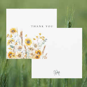 Watercolor Zonnebloemen Gepersonaliseerde Blanco B Bedankkaart