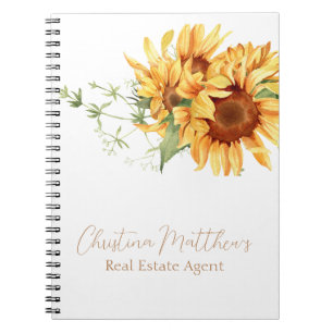 Watercolor Zonnebloemen Gepersonaliseerde Naam Notitieboek