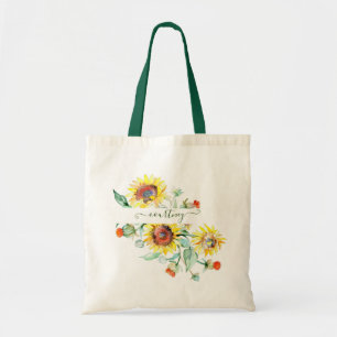 Watercolor zonnebloemen gepersonaliseerde tas