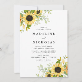 Watercolor Zonnebloemen & Groene Huwelijksdecorati Kaart
