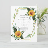 Watercolor ZONNEBLOEMEN Groene landelijke bruiloft Kaart (Staand voorkant)