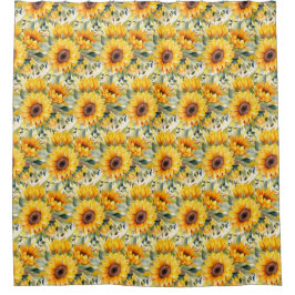 Watercolor Zonnebloemen in de stijl van Van Gogh Douchegordijn